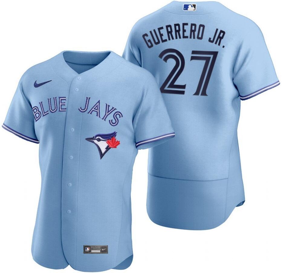 Mens Toronto Blue Jays #27 Vladimir Guerrero Jr.Light Blue Jersey->customized mlb jersey->Custom Jersey